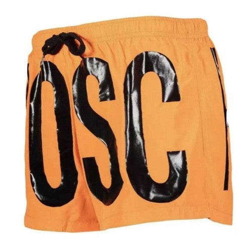 Front - Moschino Mens Logo Polyester Swim Shorts