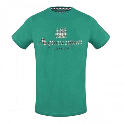 Front - Aquascutum Mens Classic Checked Logo T-Shirt