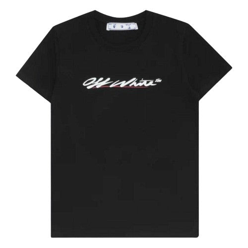 Front - Off White Unisex Adult Script Logo Casual T-Shirt