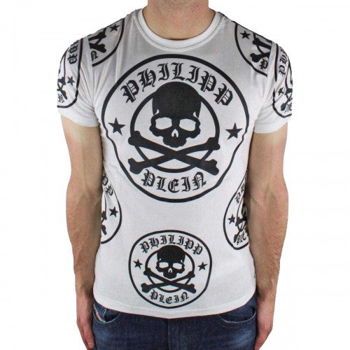Front - Philipp Plein Mens Multi Logo T-Shirt