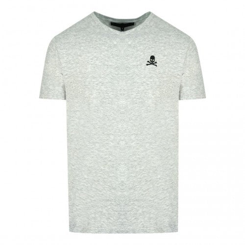 Front - Philipp Plein Mens Skull And Crossbones V Neck T-Shirt