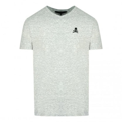 Front - Philipp Plein Mens Skull And Crossbones V Neck T-Shirt
