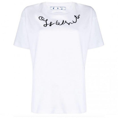 White - Front - Off-White Unisex Adult Left Hand Logo Regular T-Shirt