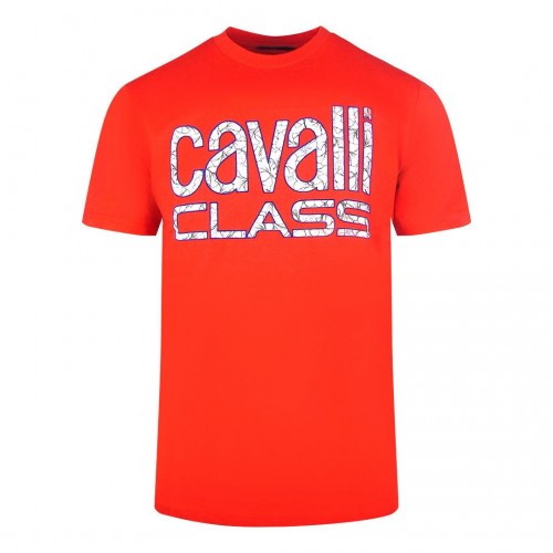 Front - Cavalli Class Mens Floral Logo T-Shirt