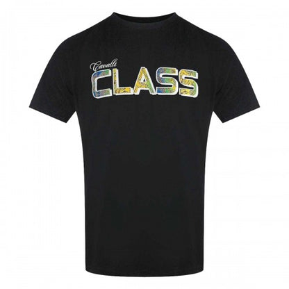 Front - Cavalli Class Mens Vibrant Floral Logo T-Shirt