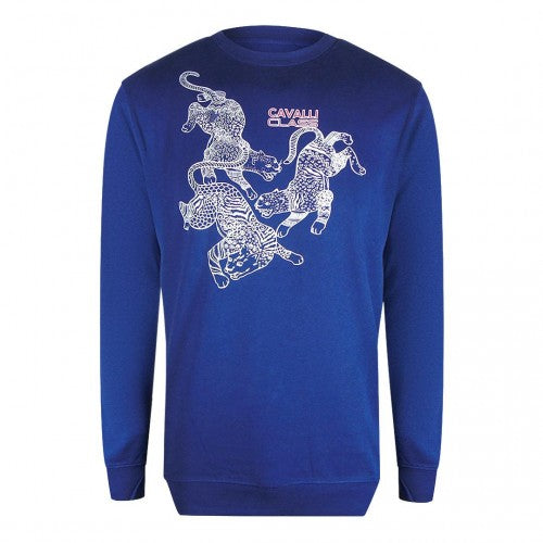 Front - Cavalli Class Mens Paisley Leopards Sweatshirt