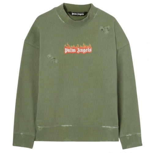 Front - Palm Angels Unisex Adult Flames Sweatshirt