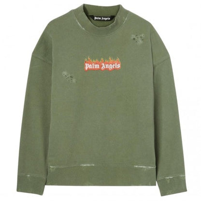 Front - Palm Angels Unisex Adult Flames Sweatshirt