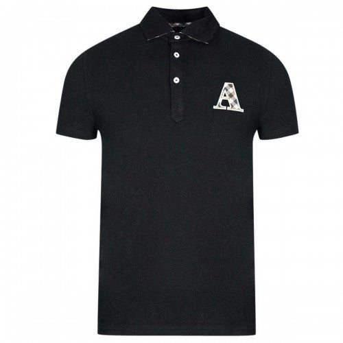 Front - Aquascutum Mens Checked Logo Polo Shirt