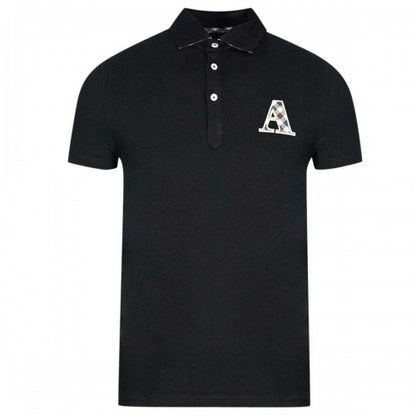 Front - Aquascutum Mens Checked Logo Polo Shirt