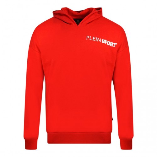 Front - Plein Sport Mens Block Logo Leather Patch Hoodie