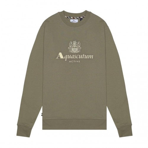 Front - Aquascutum Mens Big Logo Crew Neck Active Sweatshirt