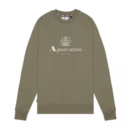 Front - Aquascutum Mens Big Logo Crew Neck Active Sweatshirt