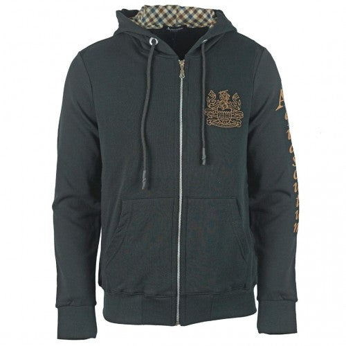 Front - Aquascutum Mens Waterfield Logo Full Zip Hoodie