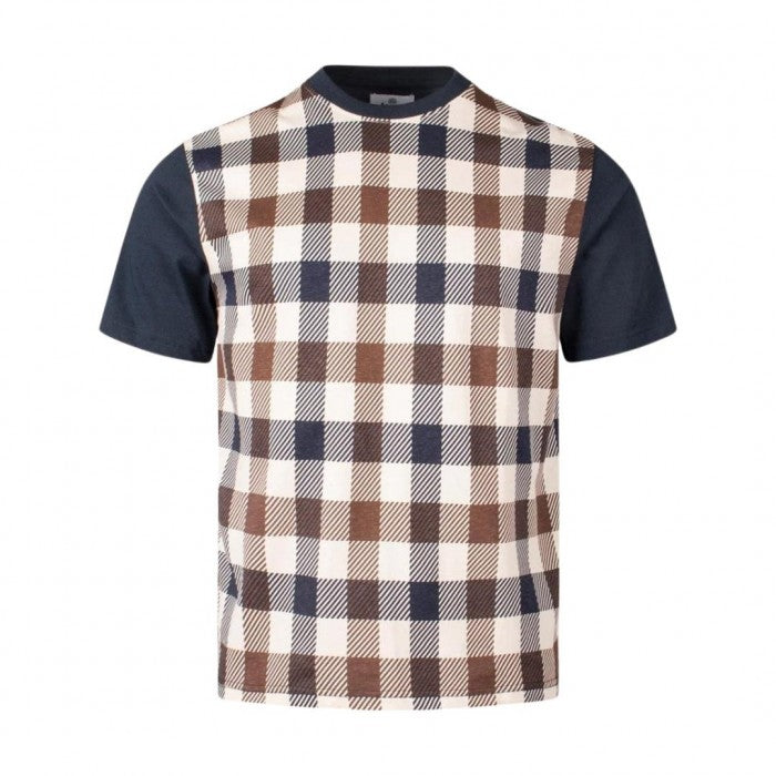 Front - Aquascutum Mens Macro Club Checked Active T-Shirt