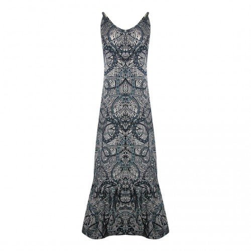Front - Inoa Womens/Ladies Jafari Silk Frill Spaghetti Strap Maxi Dress