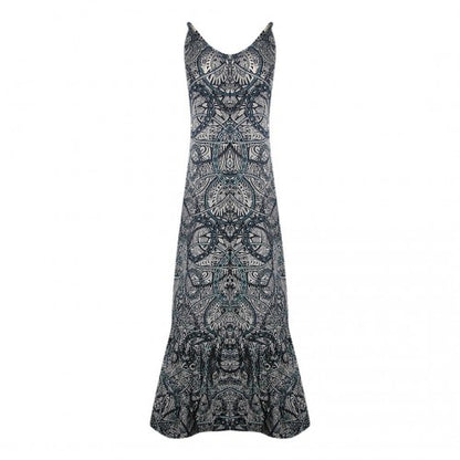 Front - Inoa Womens/Ladies Jafari Silk Frill Spaghetti Strap Maxi Dress