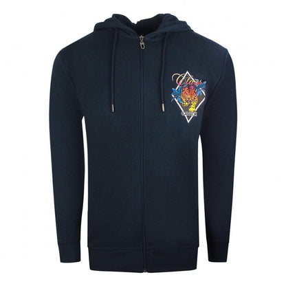 Front - Cavalli Class Mens Diamond Logo Full Zip Hoodie