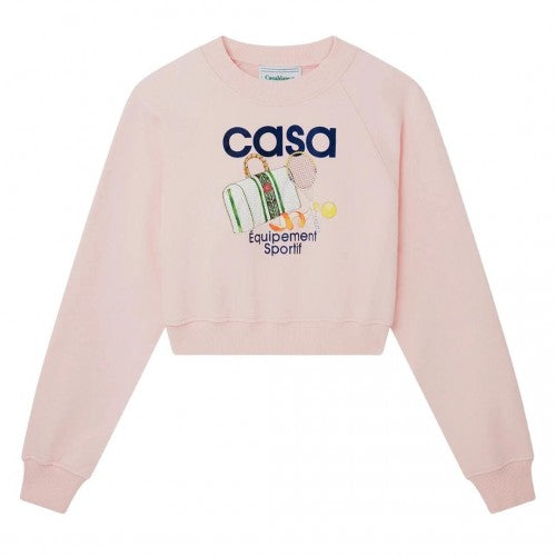Front - Casablanca Womens/Ladies Printed Cropped Long-Sleeved Sweatshirt