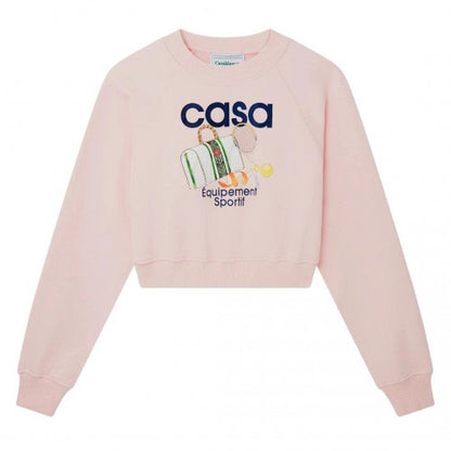 Front - Casablanca Womens/Ladies Printed Cropped Long-Sleeved Sweatshirt