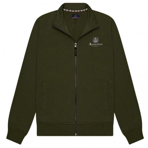 Front - Aquascutum Mens Small Logo Mock Neck Active Fleece Jacket