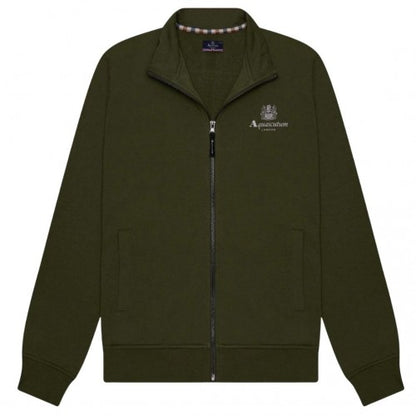 Front - Aquascutum Mens Small Logo Mock Neck Active Fleece Jacket