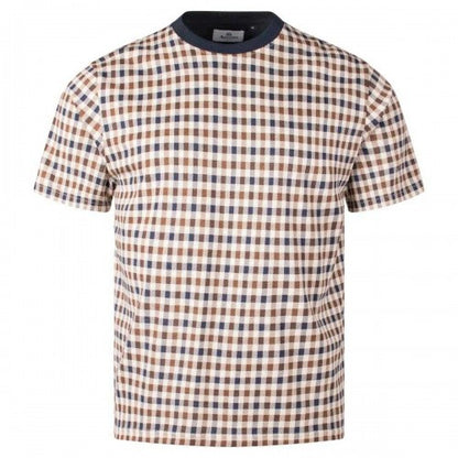 Front - Aquascutum Mens Heritage Check Premium Cotton T-Shirt