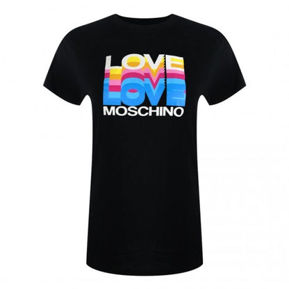 Front - Love Moschino Womens/Ladies Love Layered Logo Cotton Casual T-Shirt