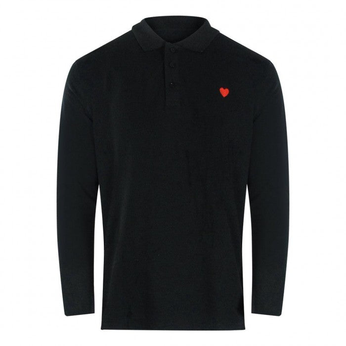 Front - Love Moschino Mens Heart Cotton Long-Sleeved Polo Shirt