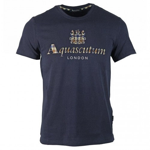 Front - Aquascutum Mens Logo Cotton Blend Short-Sleeved T-Shirt