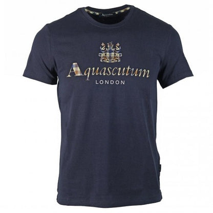 Front - Aquascutum Mens Logo Cotton Blend Short-Sleeved T-Shirt