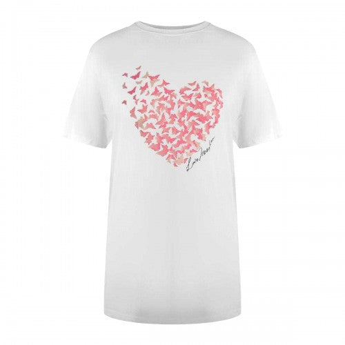 Front - Love Moschino Womens/Ladies Butterfly & Heart Cotton T-Shirt