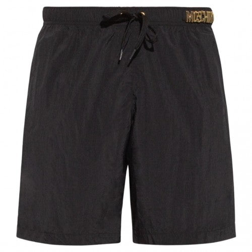 Front - Moschino Mens Metal Logo Swim Shorts