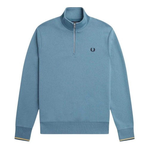 Front - Fred Perry Unisex Adult Half Zip Tipped Sleeve Sweatshirt