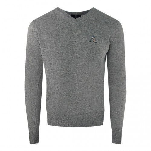 Front - Aquascutum Mens Tartan Logo Jumper