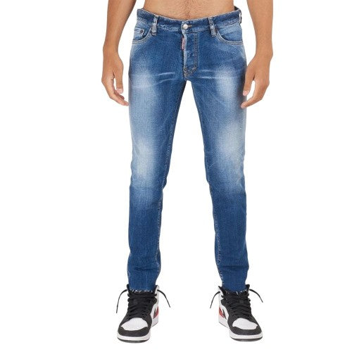 Front - DSquared2 Mens Cropped Slim Jeans