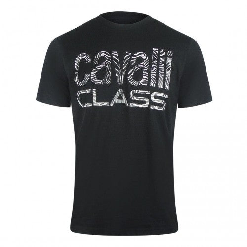 Front - Cavalli Class Mens Zebra Print Logo T-Shirt