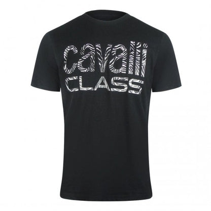 Front - Cavalli Class Mens Zebra Print Logo T-Shirt