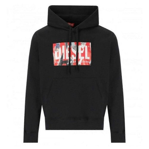 Front - Diesel Mens Torn Logo Hoodie