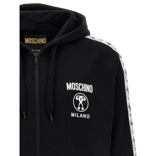 Front - Moschino Mens Question Mark Logo Hoodie