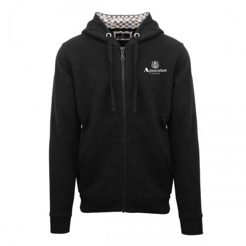 Front - Aquascutum Mens Signature Embossed Full Zip Hoodie