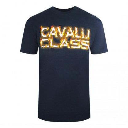 Front - Cavalli Class Mens Flaming Logo T-Shirt