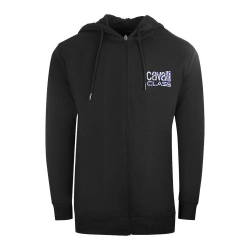 Front - Cavalli Class Mens Floral Logo Full Zip Hoodie