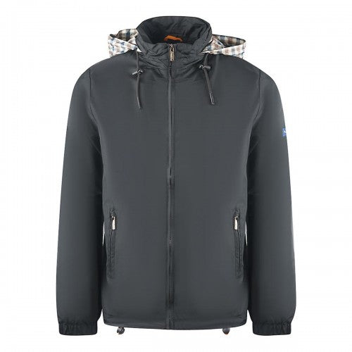 Front - Aquascutum Mens Plain Lightweight Hidden Hood Jacket
