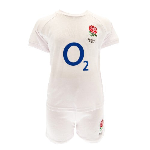 Front - England RFU Baby Home Kit T-Shirt & Shorts Set