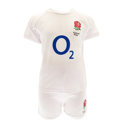 Front - England RFU Baby Home Kit T-Shirt & Shorts Set