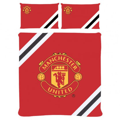 Front - Manchester United FC Core Stripe Duvet Cover Set