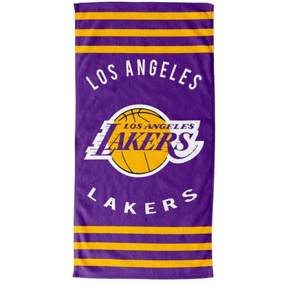 Front - Los Angeles Lakers Stripe Beach Towel
