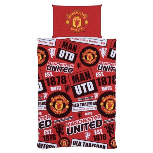 Front - Manchester United FC Patches Duvet Cover Set