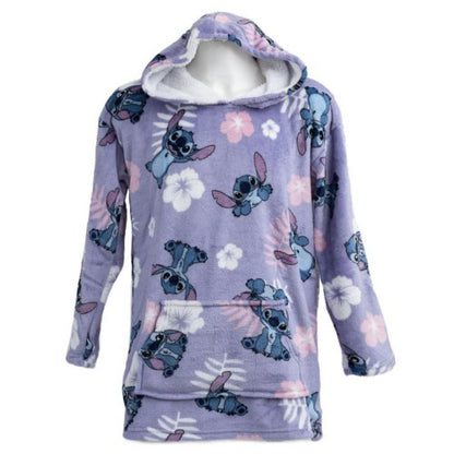 Front - Lilo & Stitch Childrens/Kids Flowers Hoodie Blanket